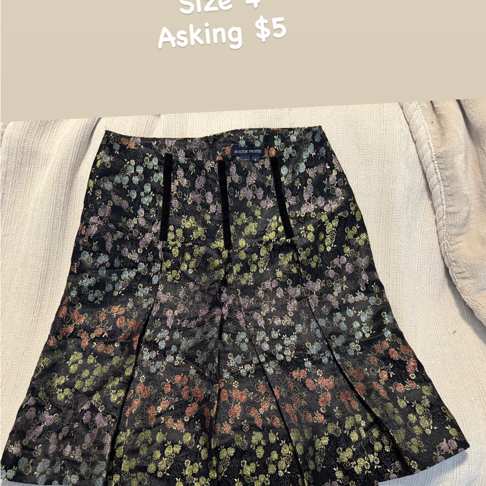 Boston Proper Multicolor Floral A-Line Skirt